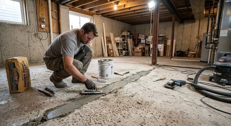 Cracked Basement Floor Repair in Enterprise, AL